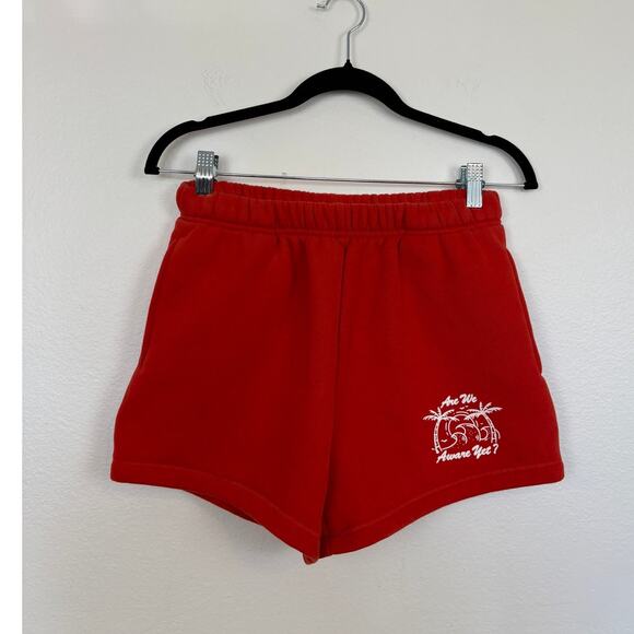 The Mayfair Group Are We Aware Yet Sweat Shorts Red XS - Picture 1 of 6